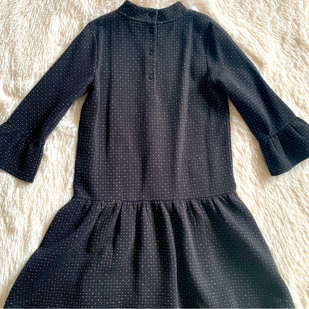 Janie and Jack Black Drop Waist Dress with Metallic Gold Dots - Picture 6 of 8